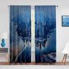 Stadtbild New York Nacht Skyline Landschaft Ansicht Chiffon Transparente Vorhänge für Wohnzimmer Schlafzimmer Dekor Fenster Voiles Tüll Vorhang