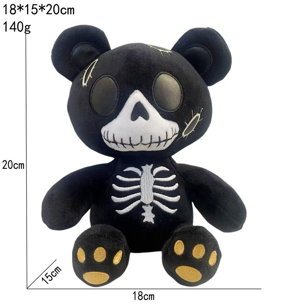 Skeleton Bear Plush Toy Gothic Skull Teddy Stuffed Animal Cartoon Doll Cute Halloween Decor Collectible Soft Unique Child Gift