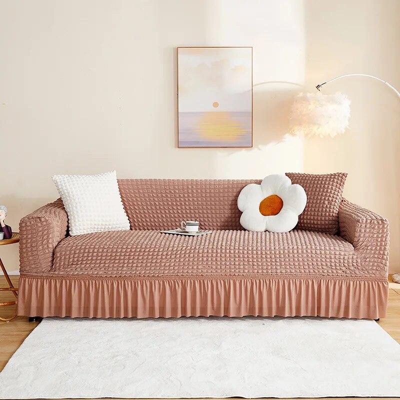 1/2/3/4 Seater Seersucker Sofa Slipcover High Stretch Couch Cover Thick Corner Sofa Protector Elastic Corner Couch Covers