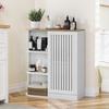Corner Bathroom Cabinet with Open Storage Cabinets, Cabinet with Grid Doors and Adjustable Shelves, Bathroom, Kitchen, Living Room, Storage Room