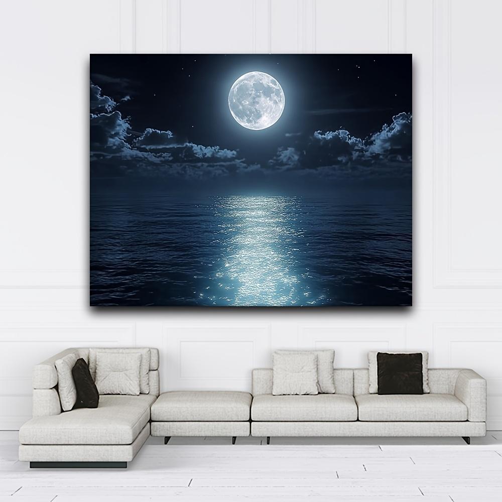 2D plane, 1 piece of moon ocean background fabric, suitable for bedroom, living room, dormitory and home decoration