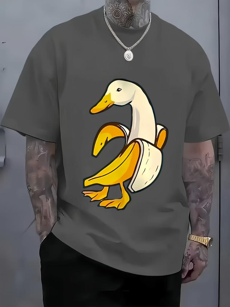 Unisex Cotton Crew Neck Tee Funny Banana Duck Print Short Sleeve Summer Breathable Casual Comfort Male Daily Outdoor Street Wear