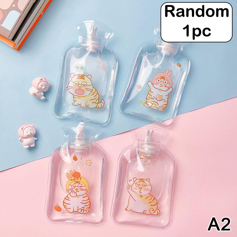 Portable Safe Hot Water Bag Cute Girl Heart Relaxing Transparent Warm Water Bottle Household Mini PVC Material Hand Warmer 1pc