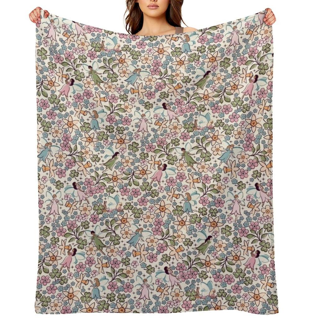 Spring Fairies - Ivory Throw Blanket Decorative Beds Beach Blankets Ands Blankets Sofas Of Decoration Blankets