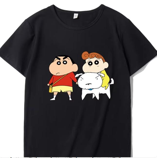 

2026 Summer Comic Form Crayon Shinchan Image 100 Cotton Printed Oversize Casual Tshirt Adult Children Parentchild Top y2k S