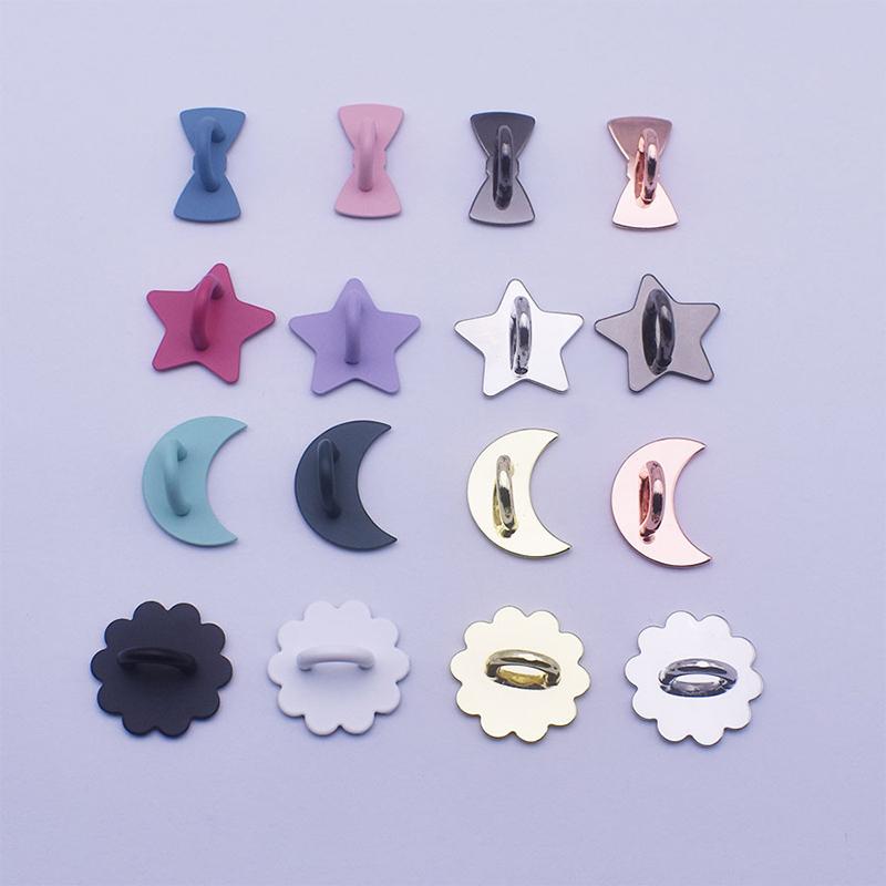 2Pcs Adhesive Metal Phone Charm Holder Smooth Edge Sticky Pendant Hook Finger Ring Grip for  Android Phone Case