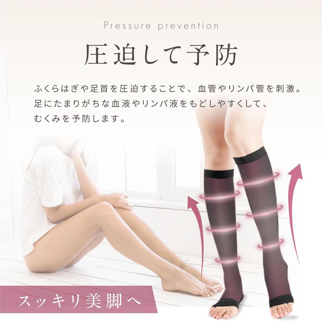 Compression Nighttime Compression Plus Open Calf Sleeping Socks 1 [bh Life] Women's Socks, Socks, Inflight, Size, Pregnancy, Toe, Support, (XXL,