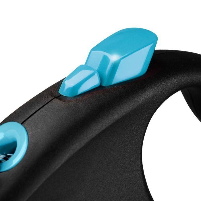 Laisse enrouleur - Flexi - FU02C3-251-S-CHBL - 3m - Noir/Bleu - Pour petits animaux jusqu'à 8kg