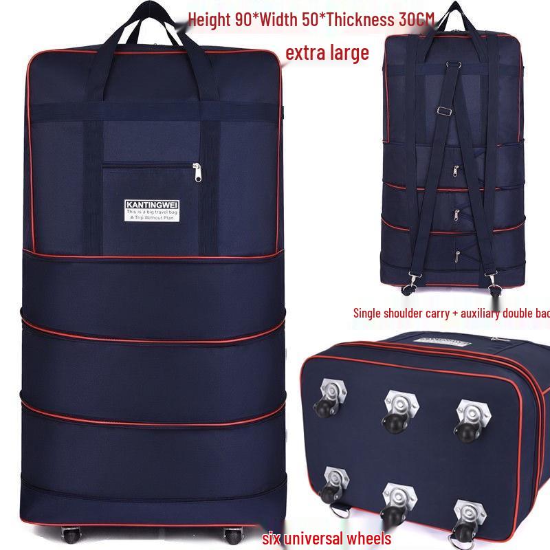158L Aviation Large Capacity Rolling Travel Bag - Foldable Wheeled Luggage Storage, Oxford Cloth