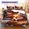 Tiger Fox Art Pattern Bedding Quilt Set Quilt Cover Pillowcase Home Decoration Gift (1 * Duvet Cover + 2 * Pillowcase, Without Core)