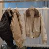 Velvet new Barn style tooling down jacket women's short thickened warm lamb wool collar pie overcome loose coat
