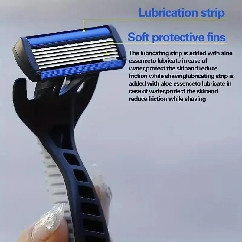 Men's Manual Razor Safety Razor 6-layer Stainless Steel Hair Removal Knife Replaceable Razor Head Razor Tools