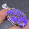 Natural Copper Charoite Gemstone 925 Sterling Silver Jewelry Pendant 1.89" d6F38