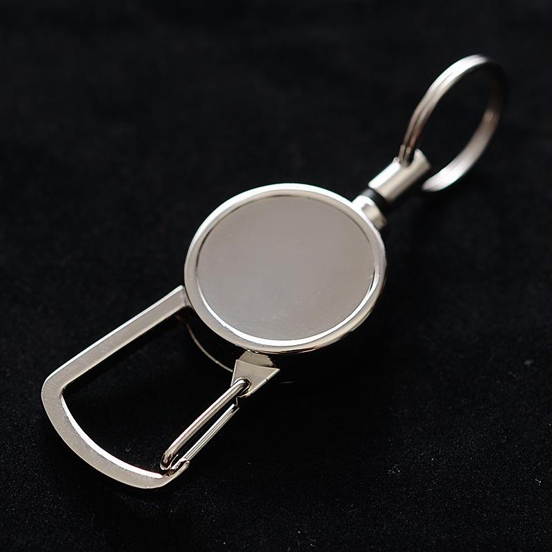 2.5cm All-Metal Retractable High-Elastic Steel Wire Rope Anti-Theft Keychain