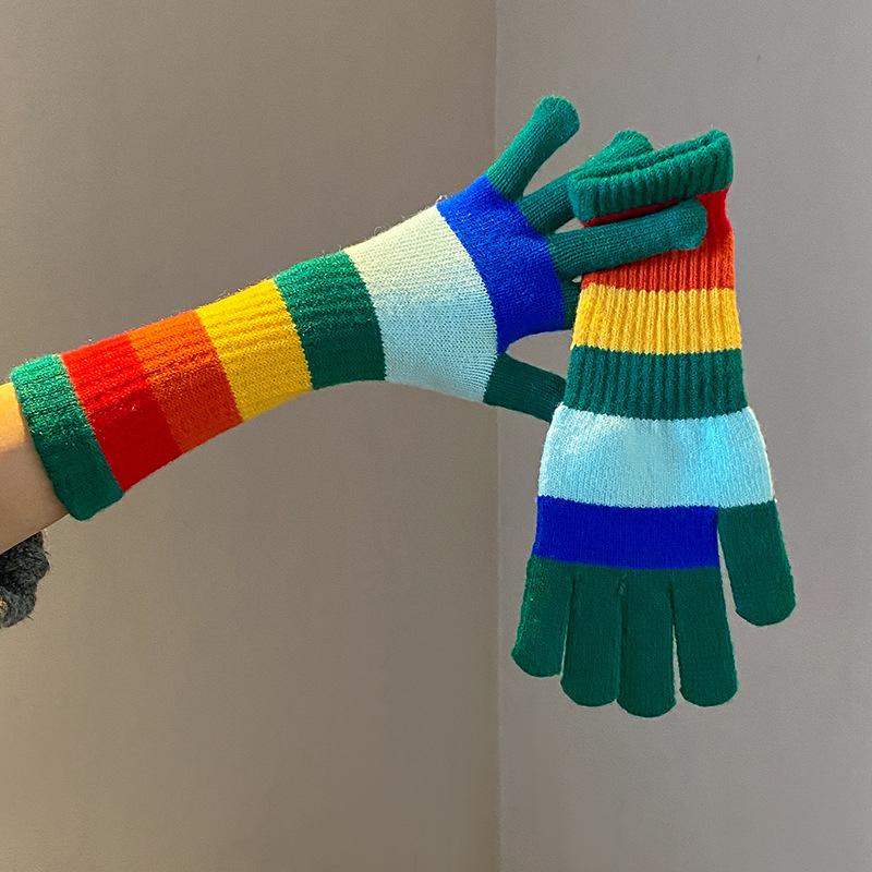 Autumn Gloves Plus Fleece Men's and Women's Fashion Jacquard Reverse Stitch Pineapple Winter Warm Glove Knitted Fingerless Glove
