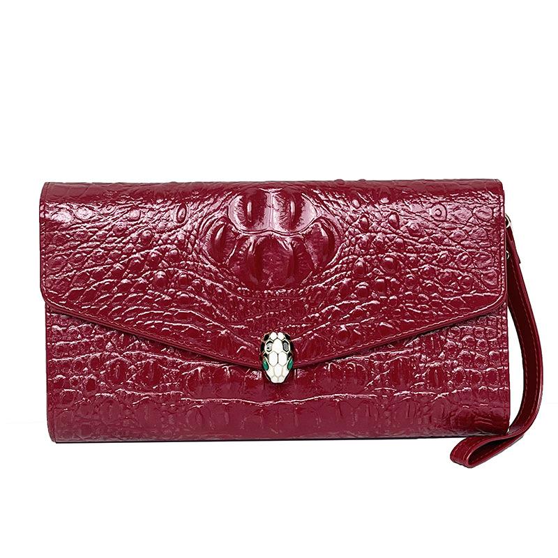 

Модные клатчи большой емкости для женщин с узором под крокодила, сумка на плечо, дорожные сумки-клатчи с декором в виде змеиной головы, женские сумки-конверты