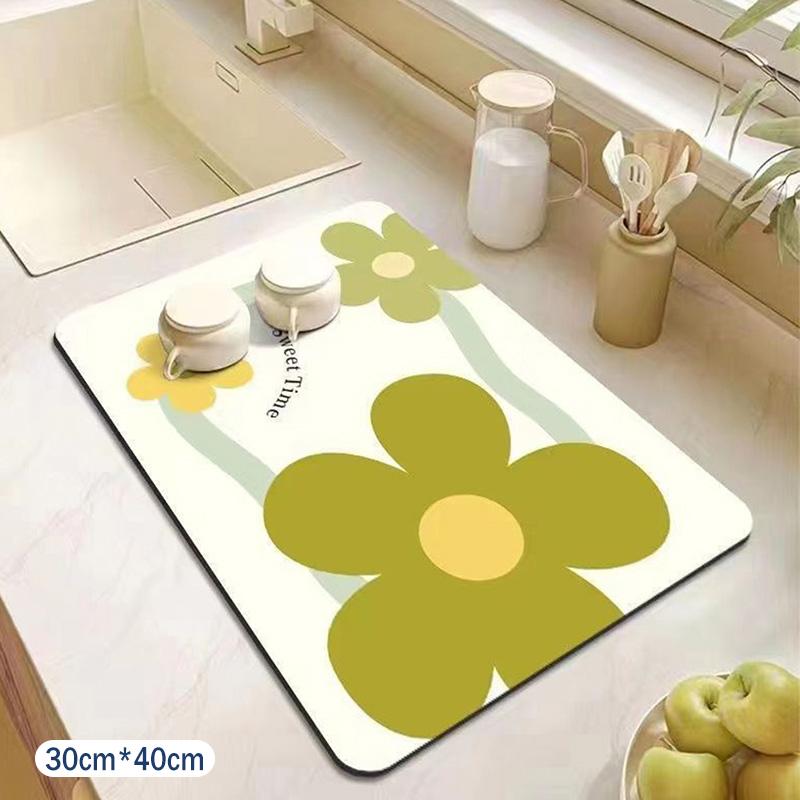 Fashion Color Flower Draining Mat Anti-scalding Heat Insulation Desktop Pad For Tableware Glass Cups