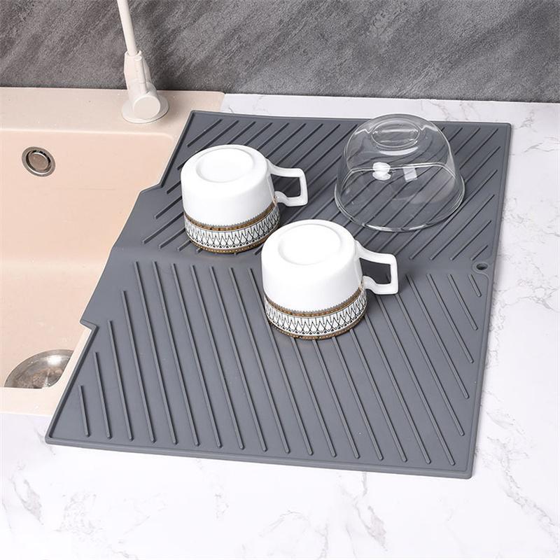Silicone Draining Board Mat Drying Pad Non-Slip Mats With Raised Edges Countertop Mats For Pot Cup Dish Kitchen Utensils