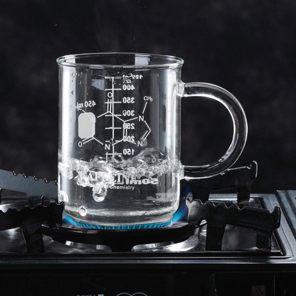 Průhledná barva Pohodlný hrnek z borosilikátového skla Žáruvzdorný a ekologický odměrný hrnek