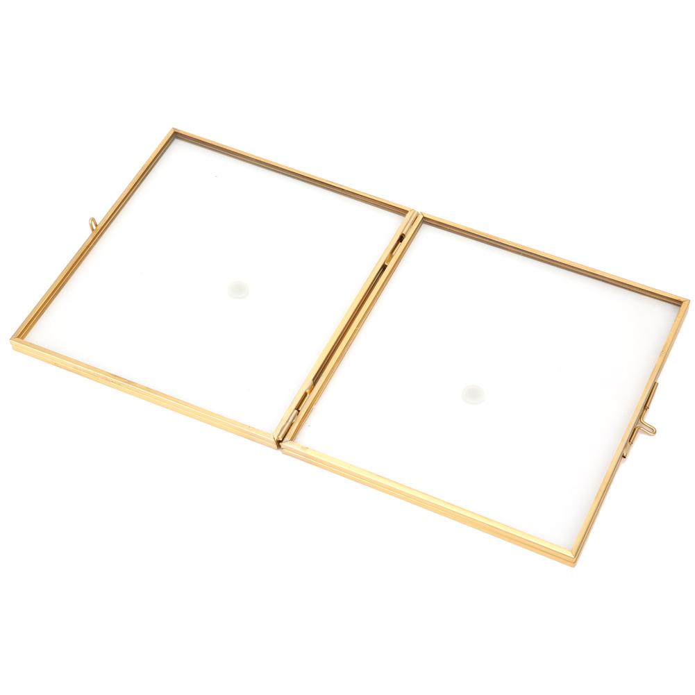 Suport pentru Specimen de Plante din Sticlă cu Două Fețe Clip pentru Flori Uscate Ornament Decorativ pentru Casă 14x16x1.5cm