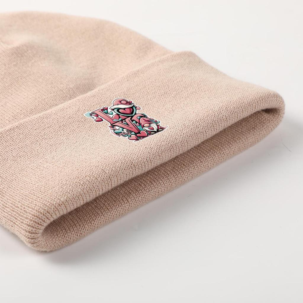 LOVE" Gnome Warm Knit Cap Beanie, Valentine's Day Woman Cap Winter Cozy Simple Gorro Knit Hat Beanie