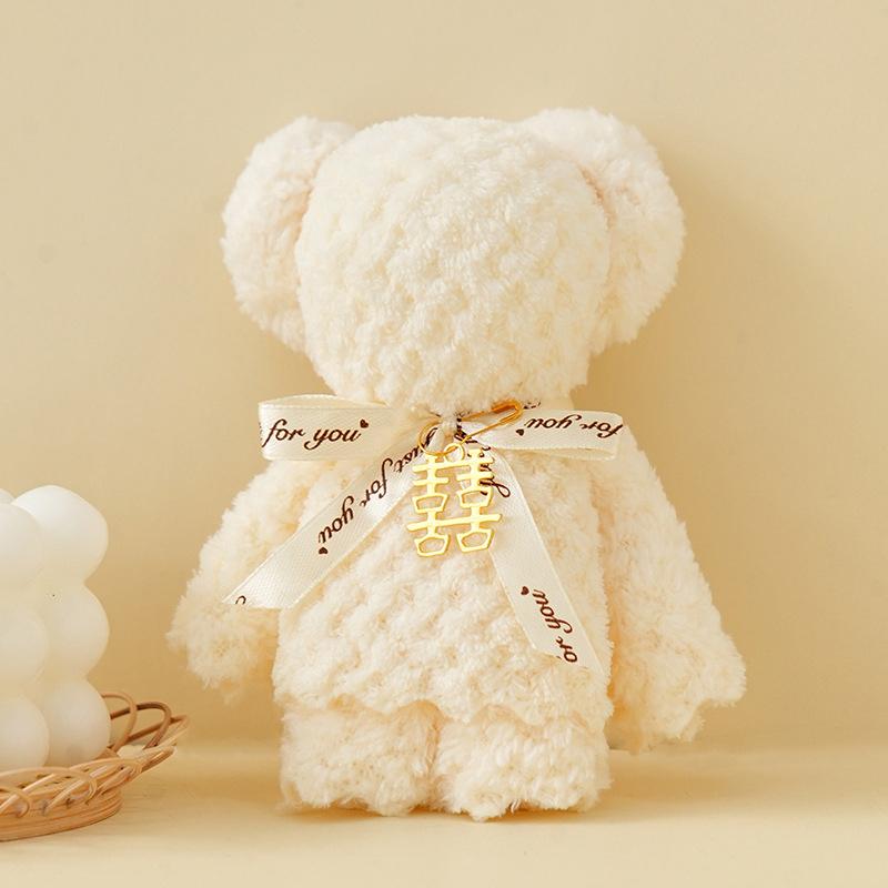 Luxury Velvet Bear Towel Plush Texture Kids Hand Towel Soft Absorbent for Hotel Guest Bathroom Use