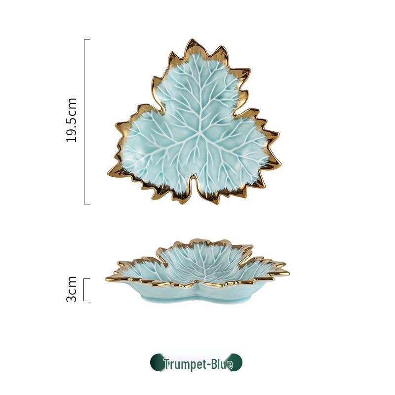 

Керамический поднос «Кленовый лист» в скандинавском стиле: Креативная тарелка-макаронс для фруктов и хранения в прихожей.