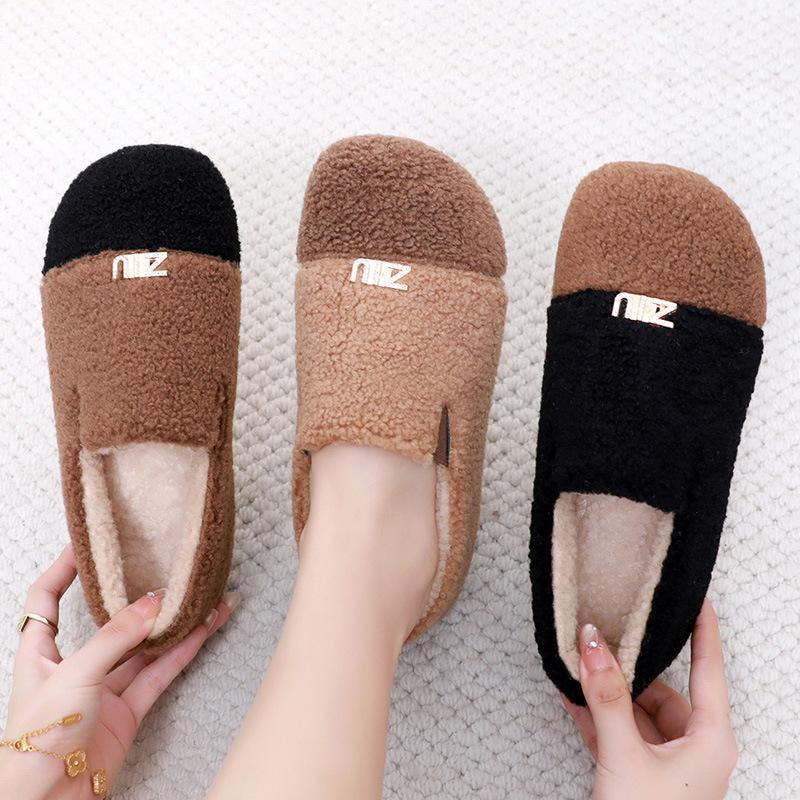 Women's Winter Fleece Loafers Shoes Walking Shoes Casual Warm Indoor Outdoor Sneakers Non-Slip Cozy House Shoes for Women Furry Work Flats Shoes