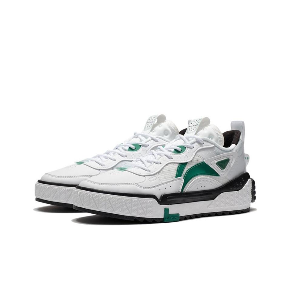 Li Ning New Journey Comfortable Versatile Casual Low-Top Skate Shoes Men Sneaker White Green AGCS169-4