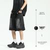 Wassup Sohot Men's Washed Pleated Denim Shorts