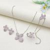 Flora Four Leaf Clover Cubic Zirconia Jewelry Set Plated Copper Bracelet Ring Necklace Earrings Valentine's Day Gift for Her