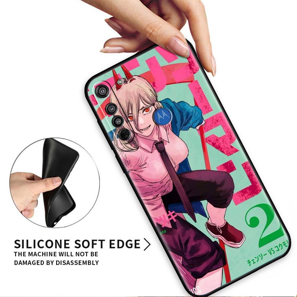 Black Luxury Case For Motorola G30 G60 G50 G22 G200 G9 G8 Play Power One Fusion Plus Edge 20 Fundas Cover Anime Chainsaw Man