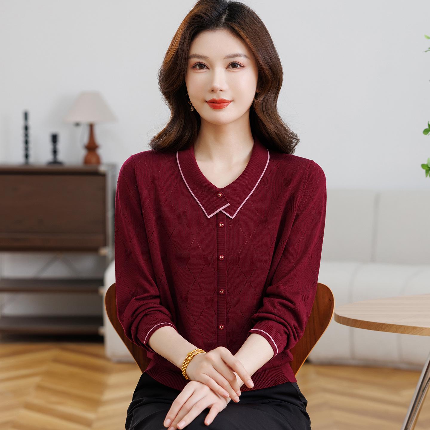 

New Stylish 100% Lyocell Women s Plus Size Tencel Knit T-Shirt - Spring/Autumn 3XL (Recommended for 135-150 lbs) вина червоного кольору