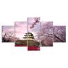 Japan Hirosaki Castle Cherry Blossom 5 Piece Five Panel Wall Canvas Print Modern Art Poster Picture Home Decor Gift For Him For Her