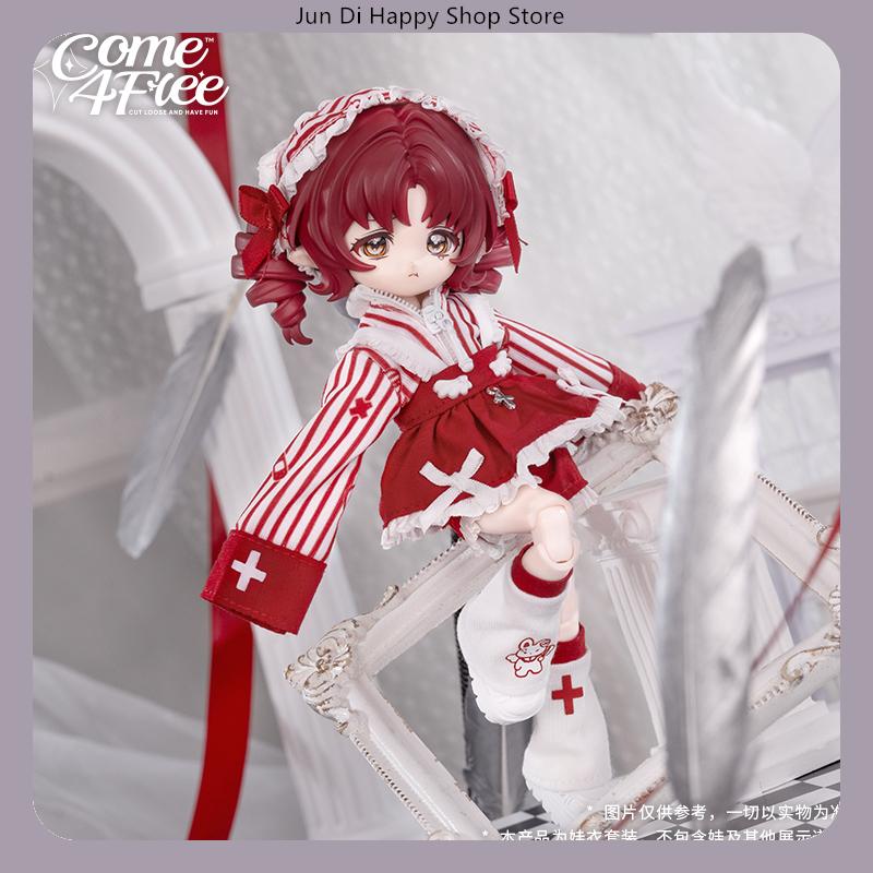 COME4FREE 1/12 BJD Doll Clothes Daily Series First Aid Angel Rabbit Dress Outfit Set for OB11 Doll Clothes