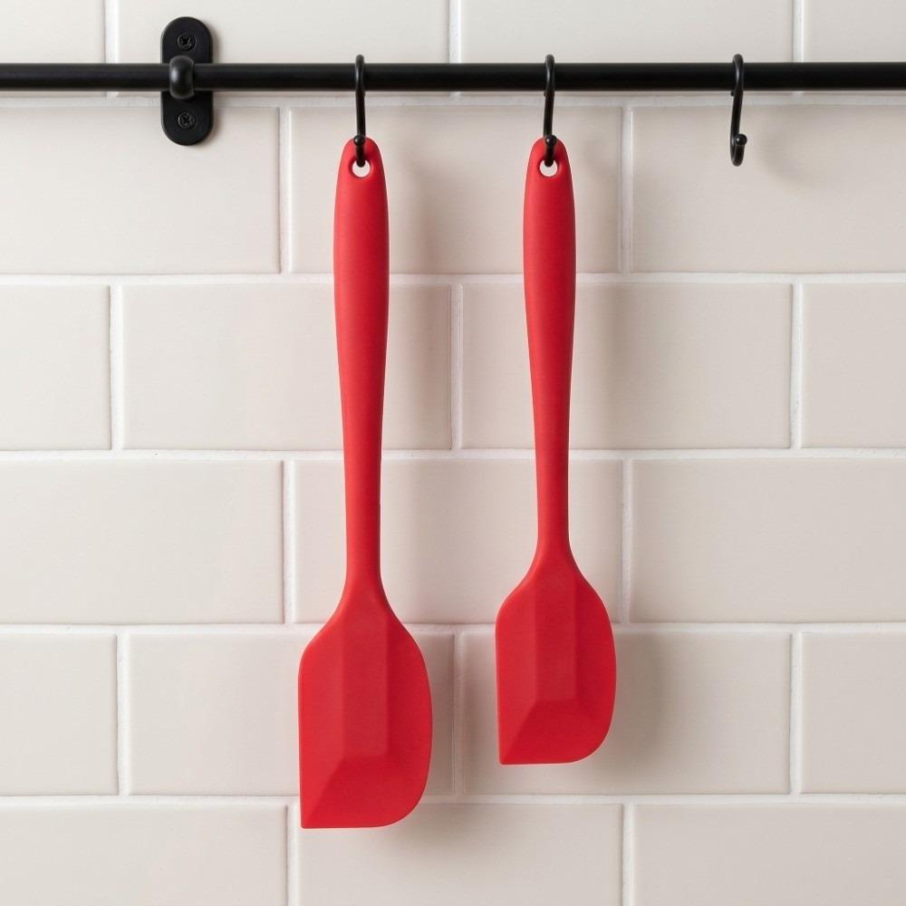 2pcs Long Handle Silicone Spatula Set Silicone Baking Spatula Set  Butter Cake Icing Jam красный