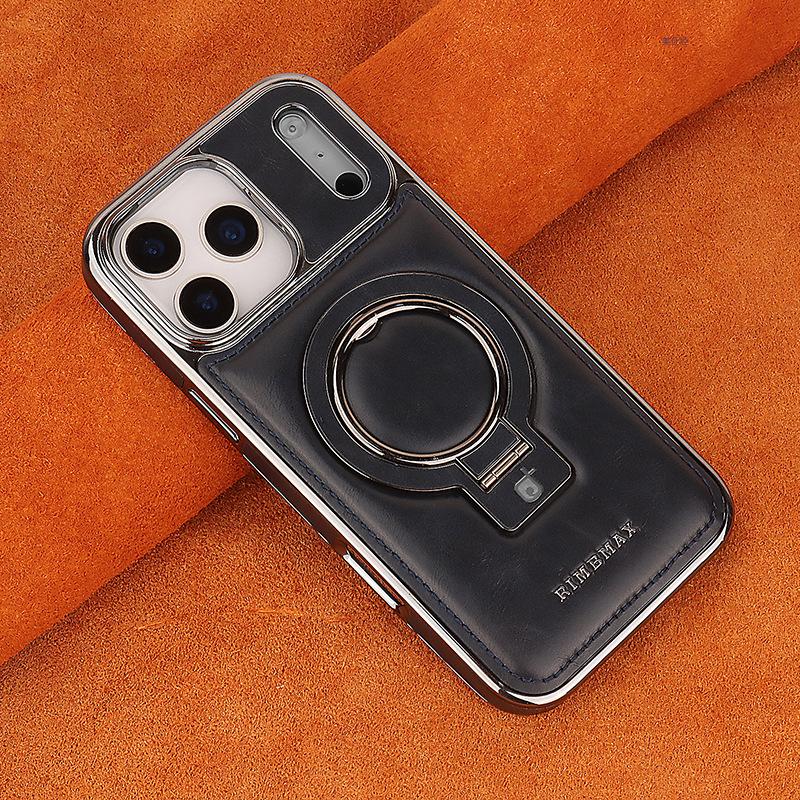 Magnetic Suction Leather Case for iPhone 17 Pro Max, 17 Air; Full Coverage, Drop-Proof Bracket.