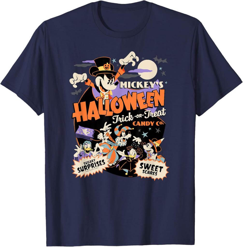 Hot Fashion Disney Mickey’s Halloween Trick or Treat Candy Co. T-Shirt S-4XL Four Seasons Gift