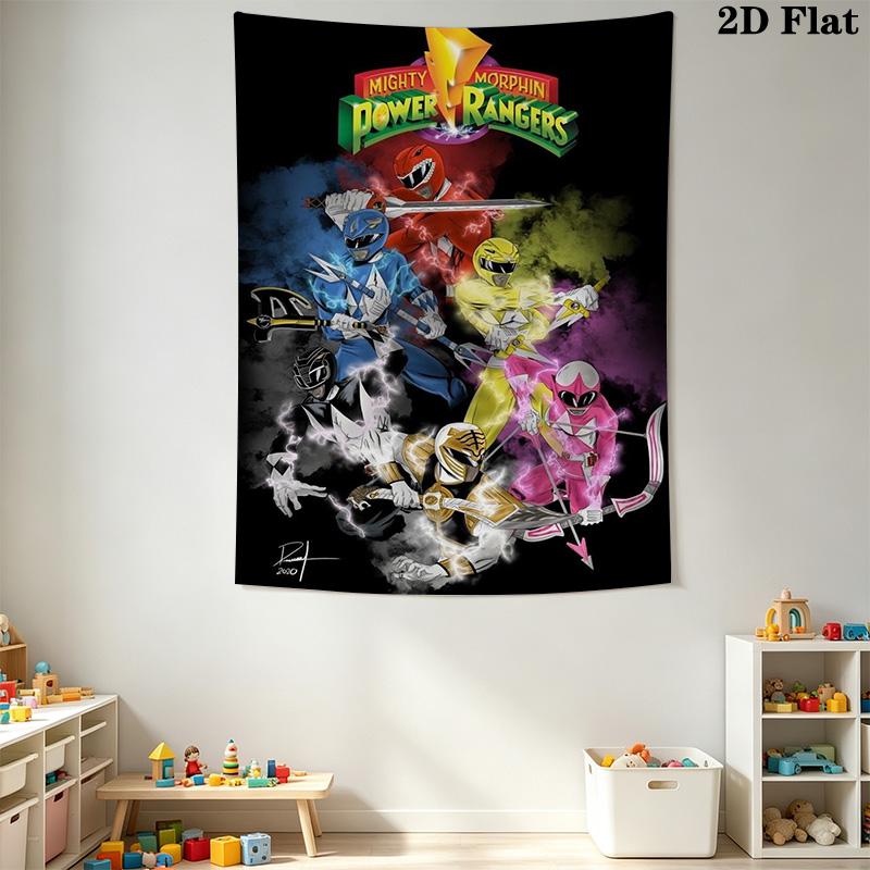 Power Rangers 2D Flat Adventure Tapestry Tapestry Background Cloth Wallmounted Atmospheric Background Cloth Work Of Art Wall Covering Decoration