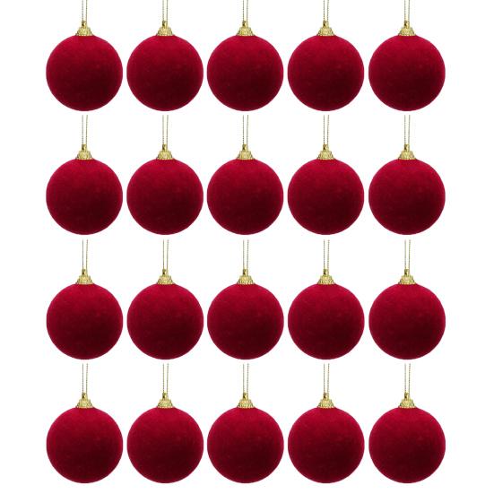 10/20Pcs Christmas Balls Velvet Xmas Tree Hanging Ornaments with Ribbon Weddings Birthdays Home Holiday Decoration
