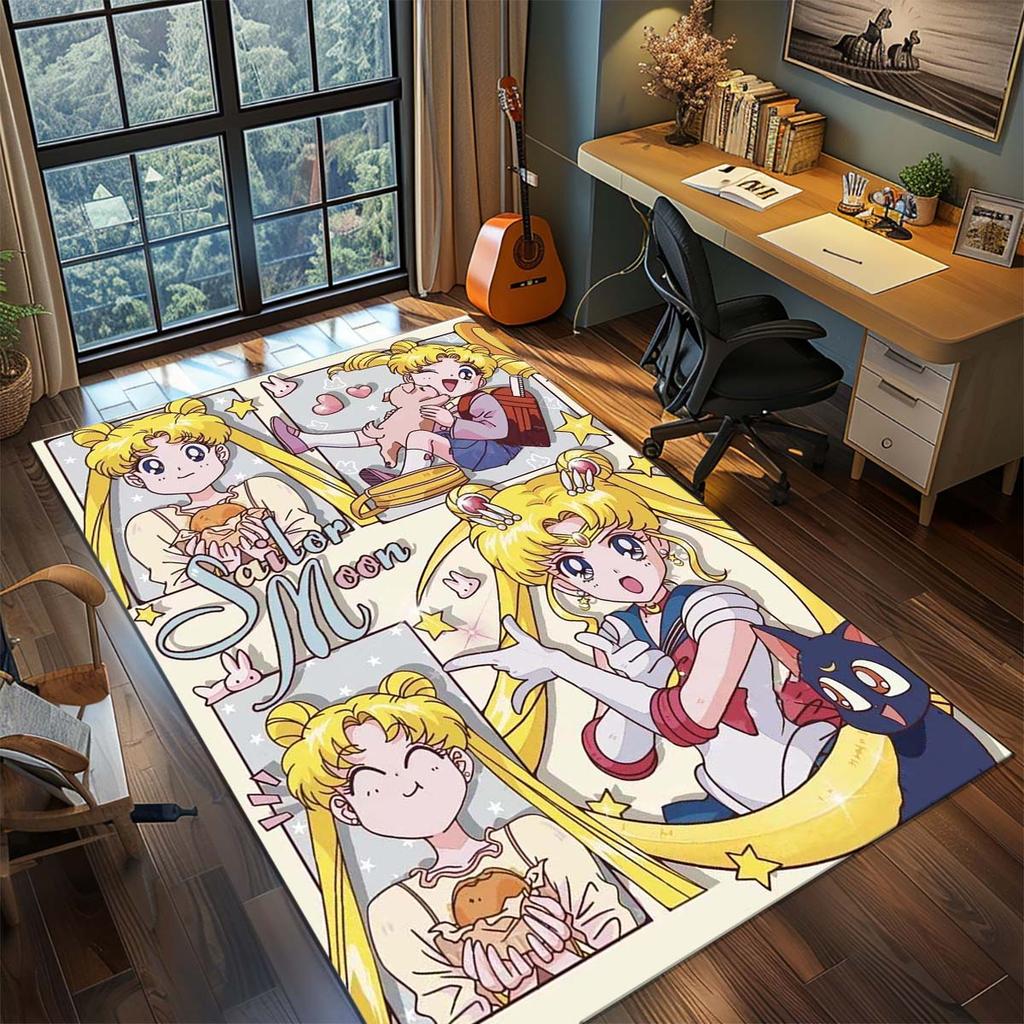 Sailor Moon Anime Teppich Großer Teppich Rutschfeste Waschbare Fußmatte Gamer Zimmer Schlafzimmer Heimdekoration -QJY