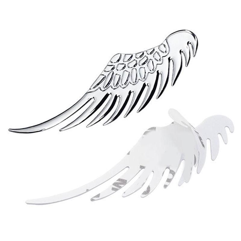 1Pair Car Auto Motorcycle Body Sticker 3D Angel Wings Badge Style Zinc Alloy Decals Silver/Gold Exterior Accessories