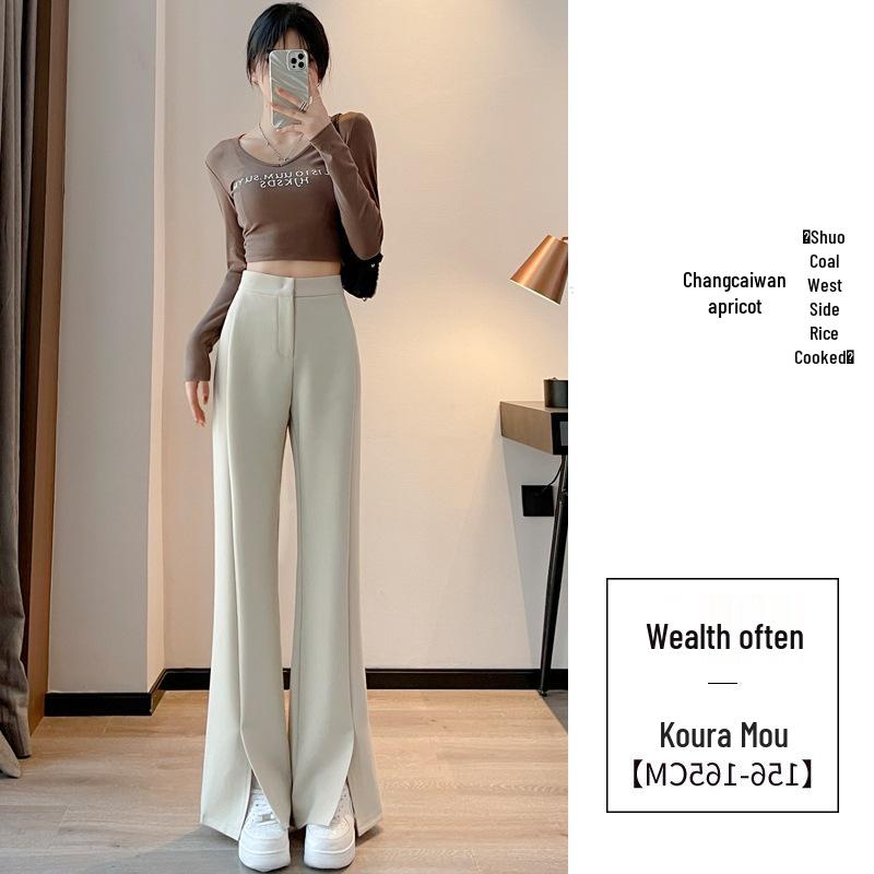 

Women s Spring High-Waist Slit Micro Flare Floor-Length Suit Pants 2XL