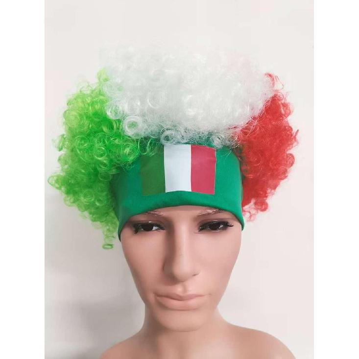 Fotbalový zápas Národní vlajka Paruka Afro vlasy Dekorace Fotbalový fanoušek Oslavné rekvizity