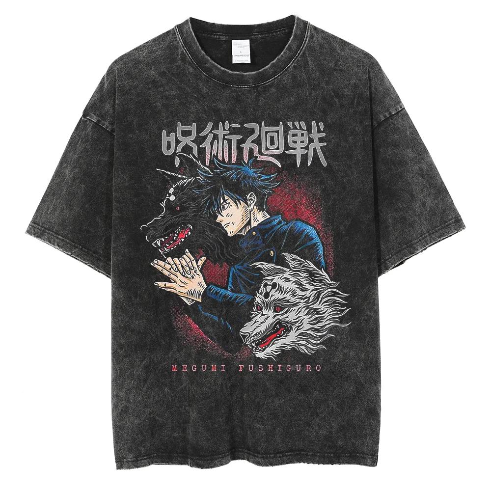 

Anime Jujutsu Kaisen Ryomen Sukuna Printed Tshirt Mens and Womens Washed Tshirt High Quality Vintage Cotton Tshirt YK Tops L