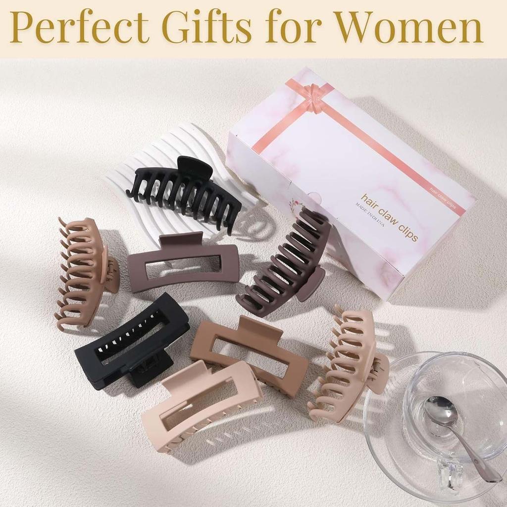 Women's Hair Clips, 4.3 Inch (11.9 cm) Large Hair Clips for Thick & Thin Curly Hair, Large Matte Banana Clips, Strong Hold Jaw C