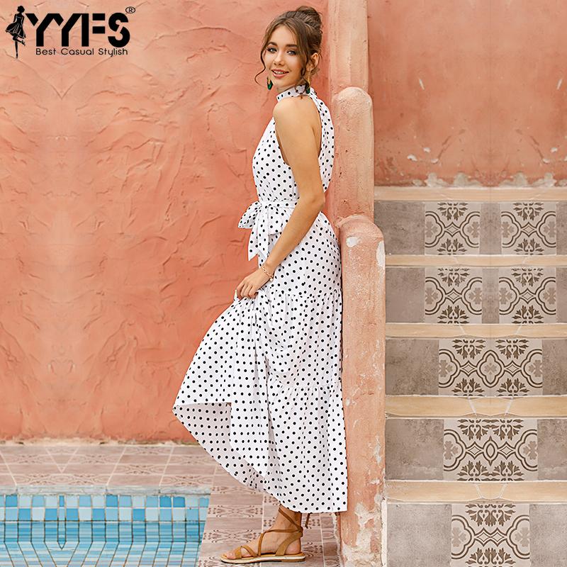 YYFS Women's Fashion Summer Spring Polka Dot Print Sleeveless Casual Dresses