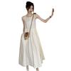 Summer new Korean women's clothing coffee break French white sleeveless dress small slim temperament vest long dress