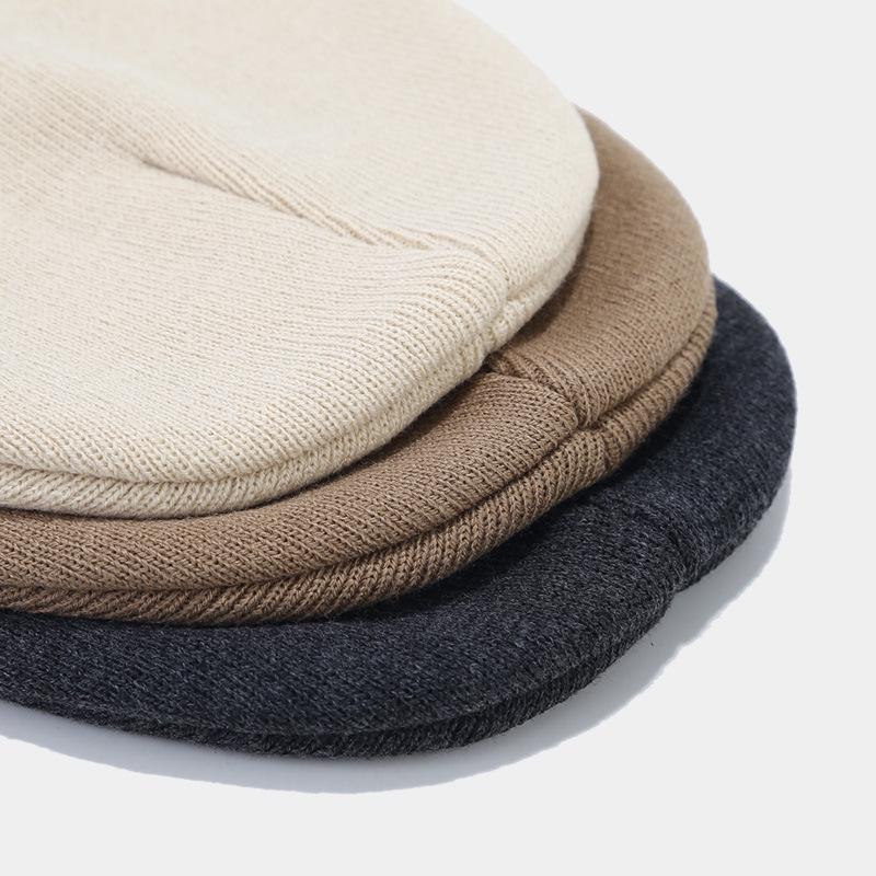 Custom Logo Windproof Knit Beanie - Embroidered Plain Hat for Women & Men