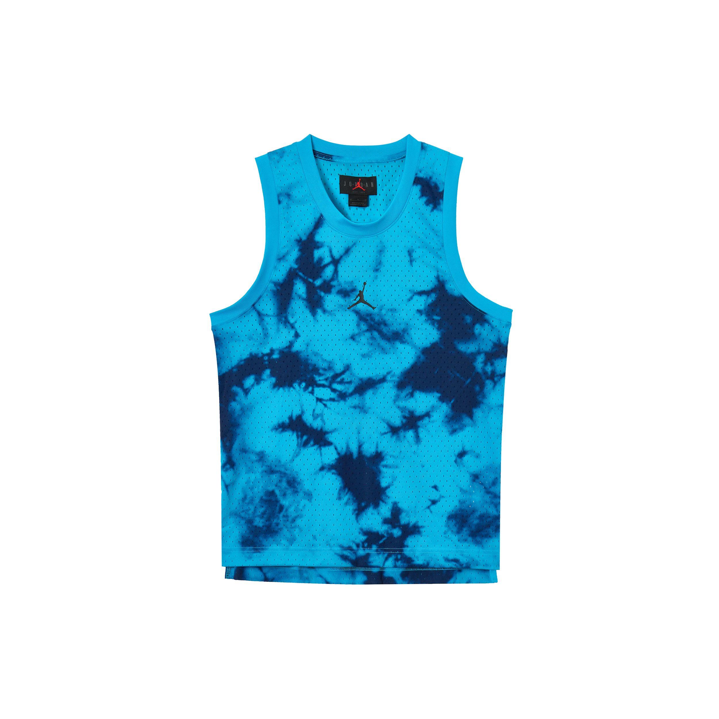 Jordan Men's Blue Breathable Sport Tie-Dye Loose Sleeveless Vest With Brand Logo Tops Dz0568-446 Cm